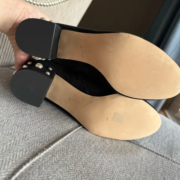 Kate Spade Elegant Black Ankle Boots with Pearl Detail