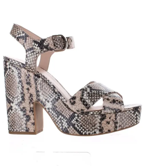 Kate Spade Grace Leather Snake Rose Nude Gray Black Animal Print Platform Sandal