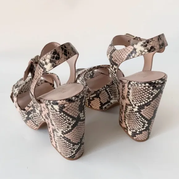 Kate Spade Grace Leather Snake Rose Nude Gray Black Animal Print Platform Sandal