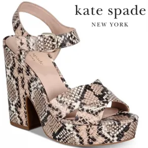 Kate Spade Grace Leather Snake Rose Nude Gray Black Animal Print Platform Sandal