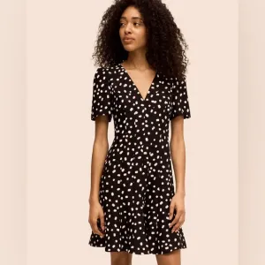Kate Spade Mallow Dot Print Short-Sleeve Crepe Fit and Flare Dress Size 14