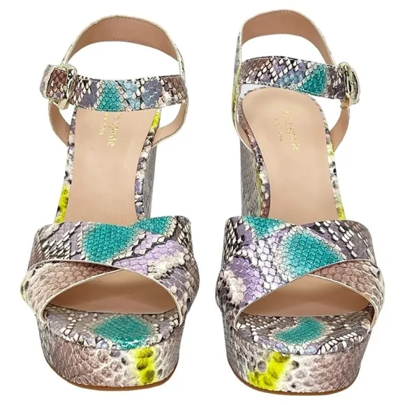 Kate Spade New York Womens Platform Sandals 10M Grace Lemon Sorbet Leather