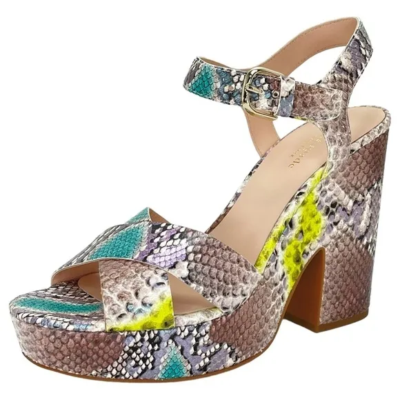 Kate Spade New York Womens Platform Sandals 10M Grace Lemon Sorbet Leather