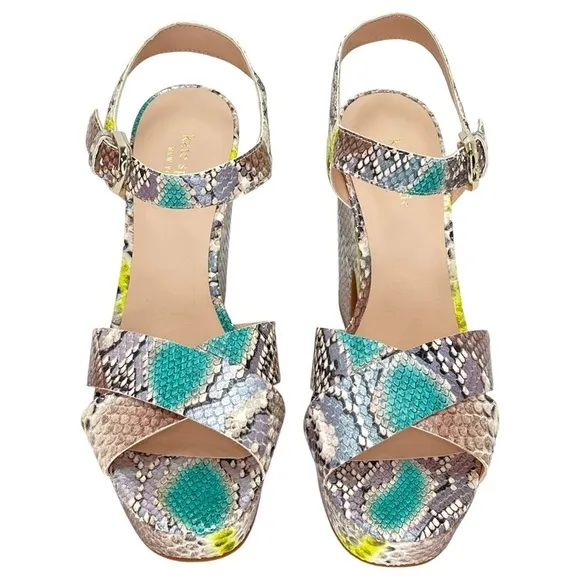 Kate Spade New York Womens Platform Sandals 10M Grace Lemon Sorbet Leather