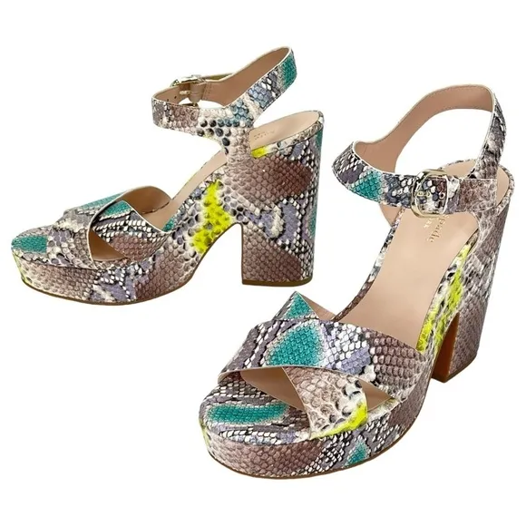 Kate Spade New York Womens Platform Sandals 10M Grace Lemon Sorbet Leather