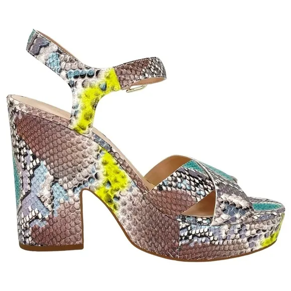 Kate Spade New York Womens Platform Sandals 10M Grace Lemon Sorbet Leather