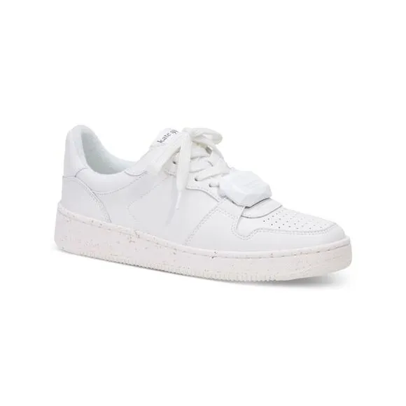 KATE SPADE NEW YORK Womens White Bolt Gem Platform Leather Sneakers Shoes 9 B