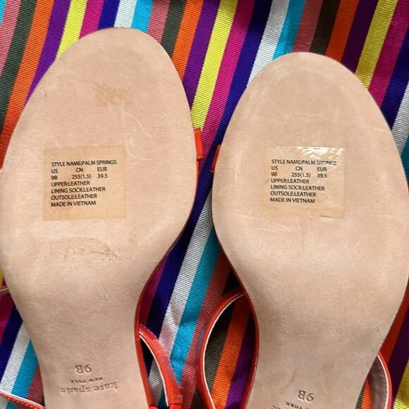 Kate Spade Palm Springs Slide Leather Sandals, Fresh Tomato size 9 NWT