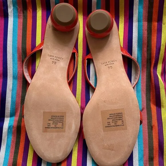 Kate Spade Palm Springs Slide Leather Sandals, Fresh Tomato size 9 NWT