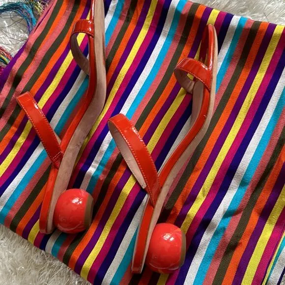 Kate Spade Palm Springs Slide Leather Sandals, Fresh Tomato size 9 NWT