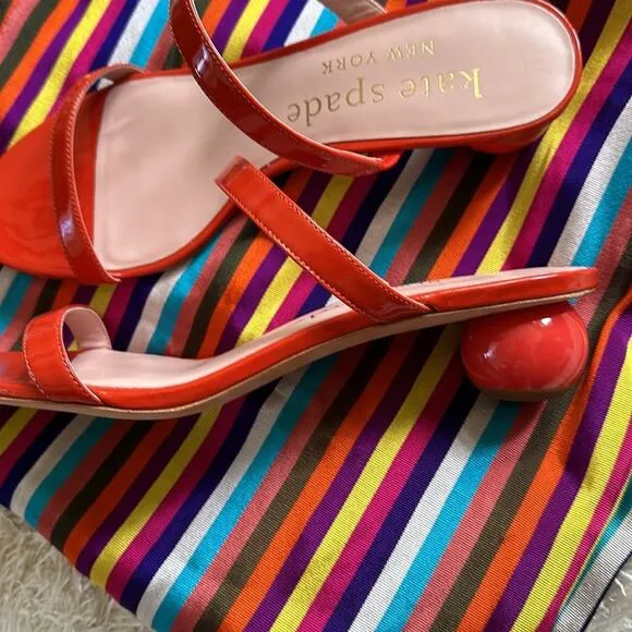 Kate Spade Palm Springs Slide Leather Sandals, Fresh Tomato size 9 NWT