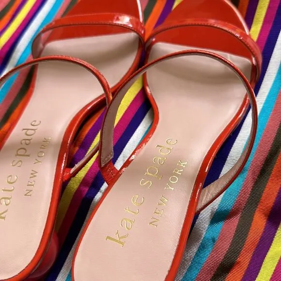 Kate Spade Palm Springs Slide Leather Sandals, Fresh Tomato size 9 NWT