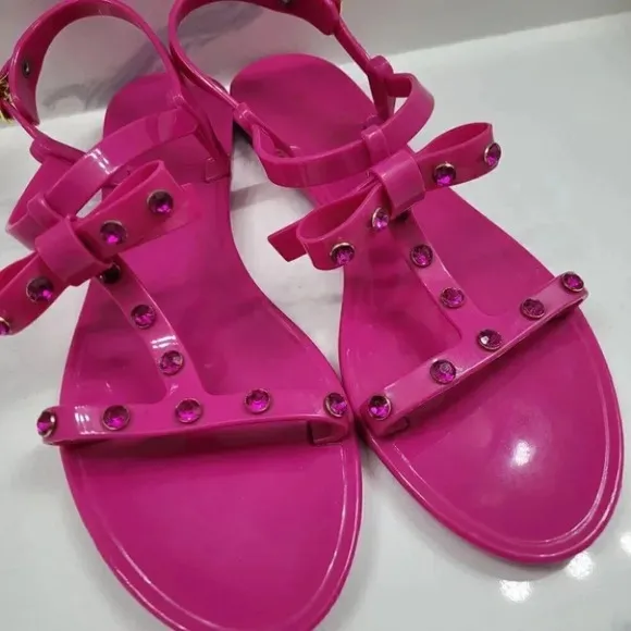 Kate Spade Savannah Hot Pink Rhinestone Jelly Sandals
