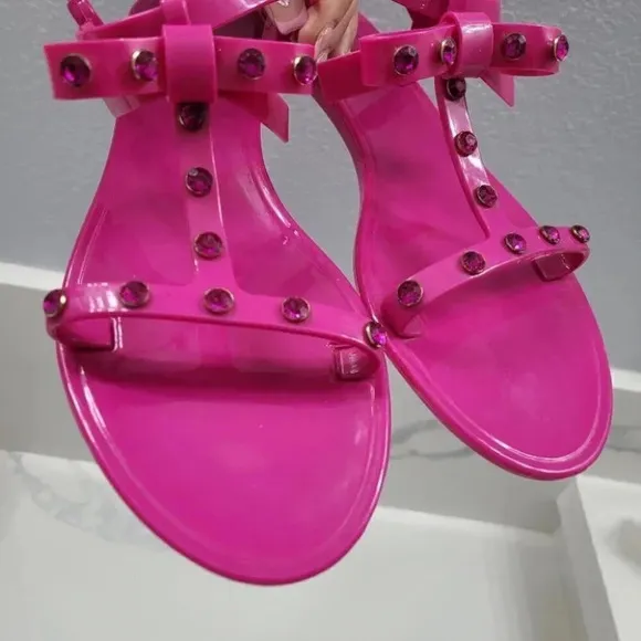 Kate Spade Savannah Hot Pink Rhinestone Jelly Sandals