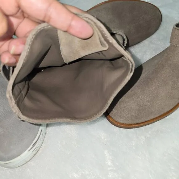 Kate Spade Womens Boots Sabina Tan Suede Slip on Slouchy Buckle Bow 8.5M