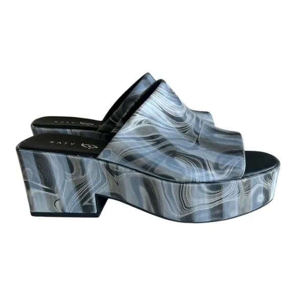 Katy Perry The Busy Bee Slide Women's Black and Gray Platform  Shoes Size 8.5M