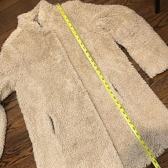 KENNETH COLE Women’s Oatmeal Teddy Sherpa Jacket Hand Pockets Snap Close Sz LG