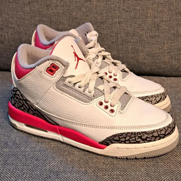 Kids Nike Air Jordan 3 Retro Size 4Y White Red Shoes