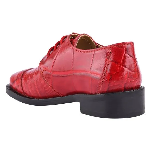 Kid's Red Lace-Up Dress Shoes