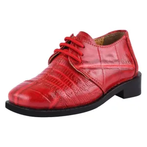 Kid's Red Lace-Up Dress Shoes