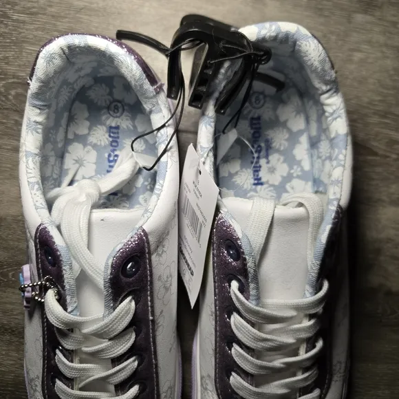 Kids White and Purple Stitch Sneakers