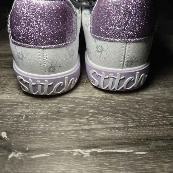 Kids White and Purple Stitch Sneakers
