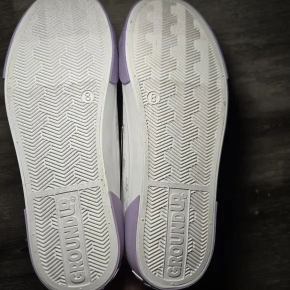 Kids White and Purple Stitch Sneakers