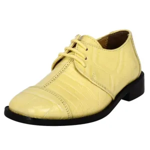 Kid's Yellow Lace-Up Dress Shoes
