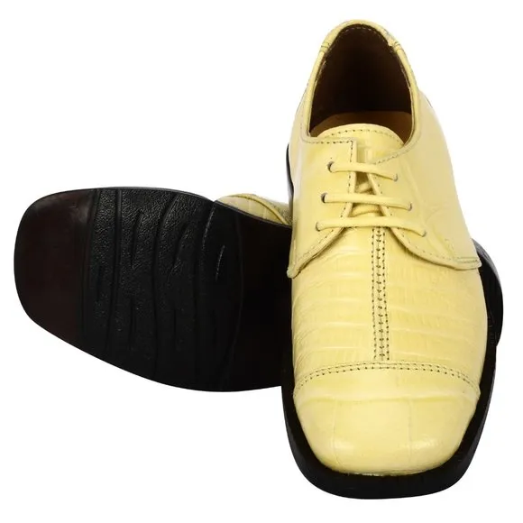 Kid's Yellow Lace-Up Dress Shoes