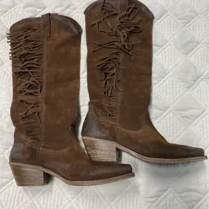Kiro Fringe Dark Brown Suede Western handmade Boots size 7.5