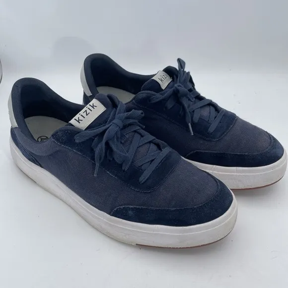 Kizik The Prague Sneakers Mens 11.5 Black Suede &amp; Canvas Hands Free Casual Shoes