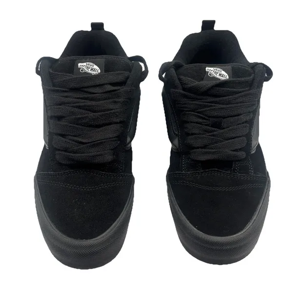 KNU SKOOL VANS Skateboarding Y2K Shoes Men Size 9.5 Black On Black VN0009QCBKA