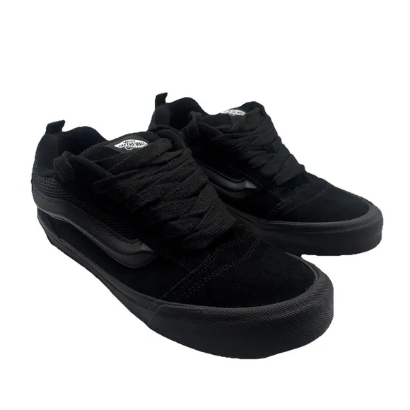 KNU SKOOL VANS Skateboarding Y2K Shoes Men Size 9.5 Black On Black VN0009QCBKA