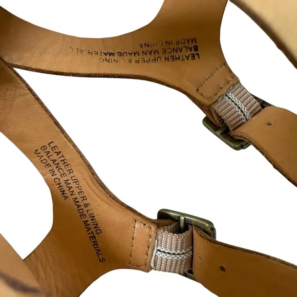 Kork-Ease Jaclyn Tan Leather Crisscross Platform Cork Wedge Sandals Size 5