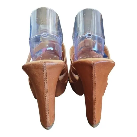 Kork-ease Tan Strappy Platform Sandals Size 9