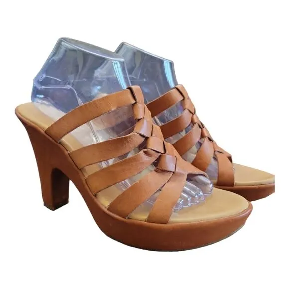 Kork-ease Tan Strappy Platform Sandals Size 9