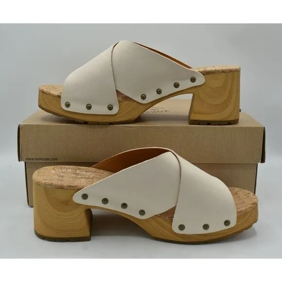 Kork Ease Womens Size 10 Tatum Cream Full Grain Leather Heeled Platform Sandals