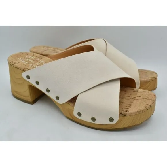 Kork Ease Womens Size 10 Tatum Cream Full Grain Leather Heeled Platform Sandals