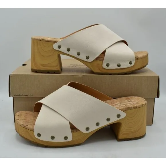 Kork Ease Womens Size 10 Tatum Cream Full Grain Leather Heeled Platform Sandals