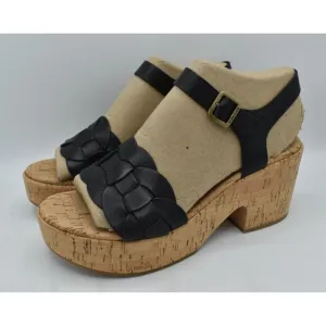 Kork Ease Womens Size 11 Tatiana Ankle Black Full Grain Leather Platform Sandals