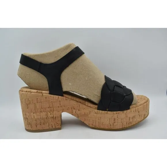 Kork Ease Womens Size 11 Tatiana Ankle Black Full Grain Leather Platform Sandals