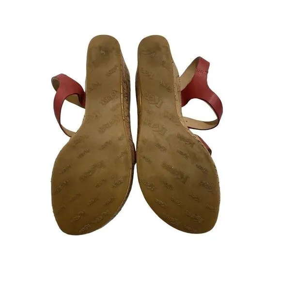 KORKS by Kork- Ease Della Cork Wedge Platform Sandals Red Pink Women SZ 8 EUR 39