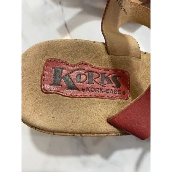 KORKS by Kork- Ease Della Cork Wedge Platform Sandals Red Pink Women SZ 8 EUR 39