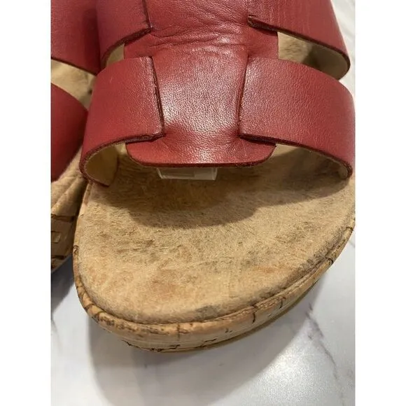 KORKS by Kork- Ease Della Cork Wedge Platform Sandals Red Pink Women SZ 8 EUR 39