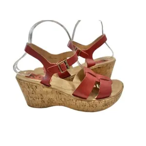 KORKS by Kork- Ease Della Cork Wedge Platform Sandals Red Pink Women SZ 8 EUR 39