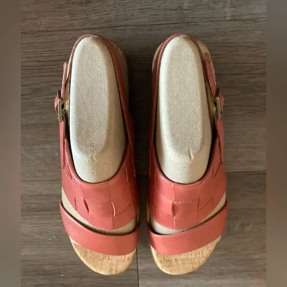 Korks-ease Freya Platform Sandals Dusty Red Leather New with box