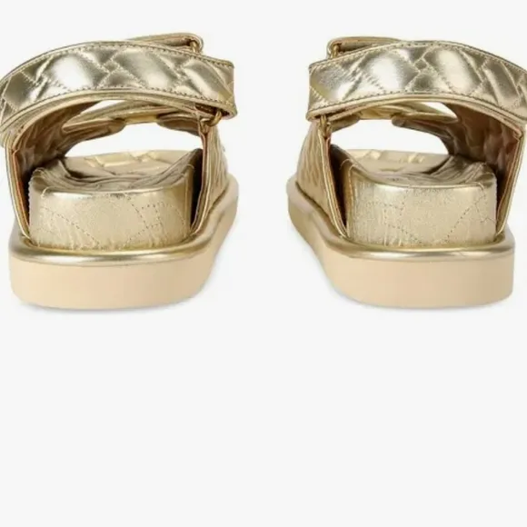 Kurt Geiger London Women's Orson Quilted Leather Platform Sandals size 10 gold