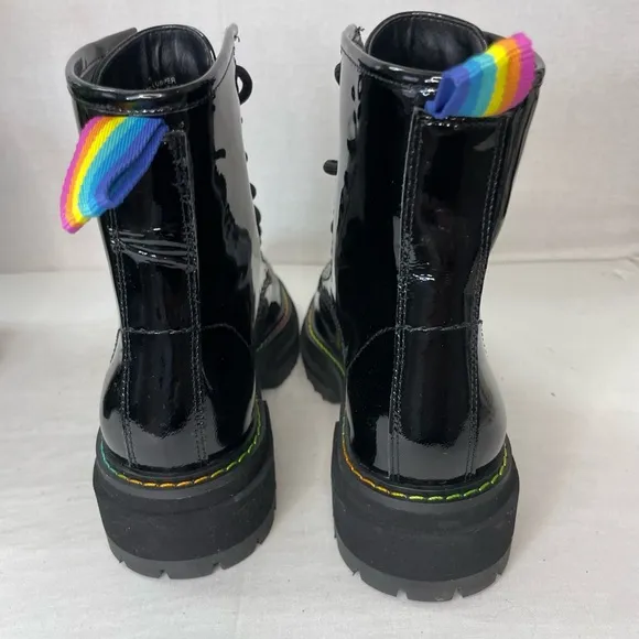 KURT GEIGER LONDONWomen's‎ Birdie Patent Leather BlackCombat Boots 36