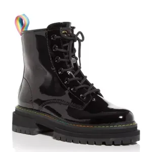 KURT GEIGER LONDONWomen's‎ Birdie Patent Leather BlackCombat Boots 36
