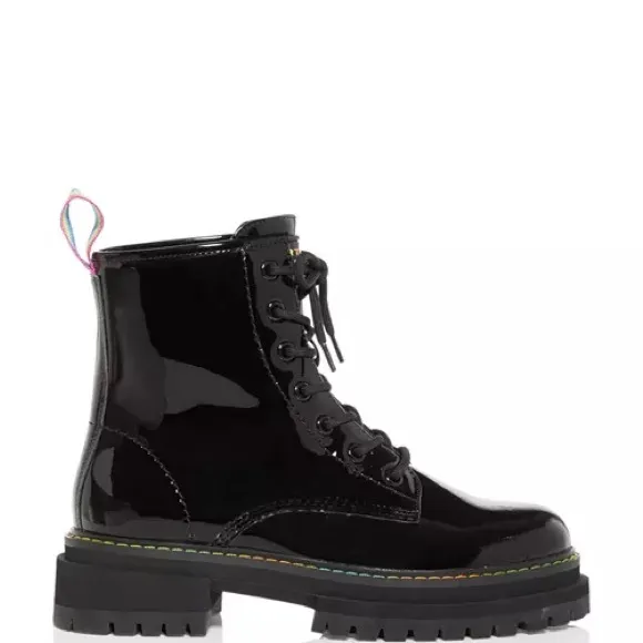 KURT GEIGER LONDONWomen's‎ Birdie Patent Leather BlackCombat Boots 36